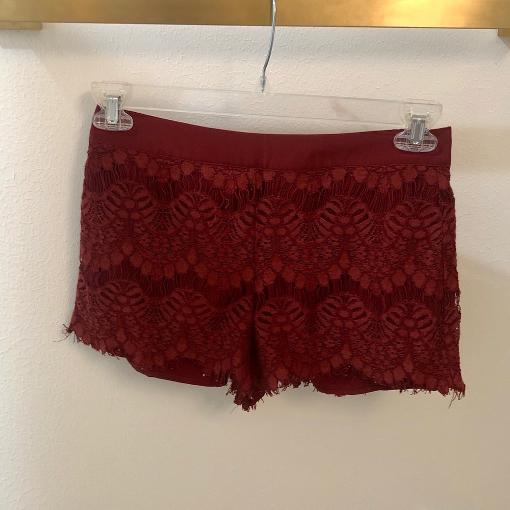 Maroon Lace Shorts